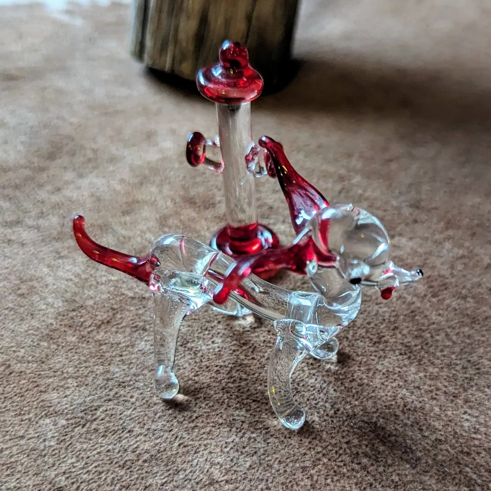 Glass Dog & Fire Hydrant With Little Green Dog - Picture 8 of 15